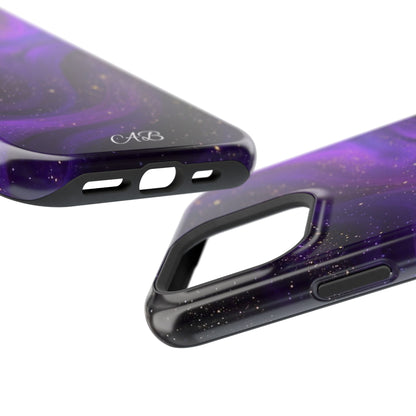 Purple Galaxy Magnetic Impact Phone Case — Shockproof Cosmic Swirl Design