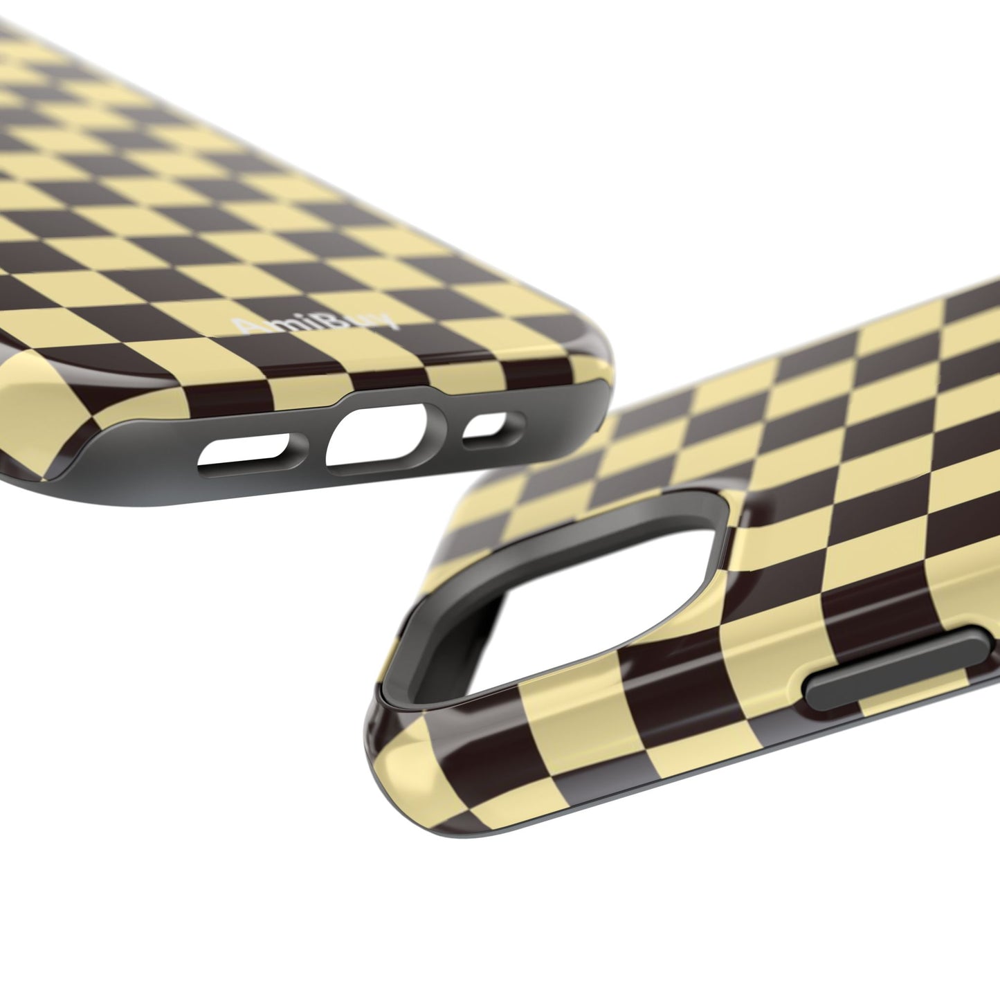 Checkerboard Magnetic Impact Case — Retro Black & Cream Phone Cover