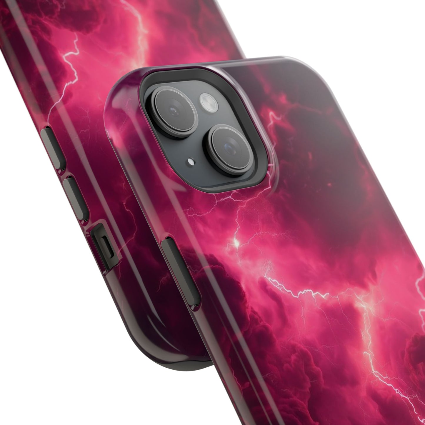 Magenta Lightning Phone Case — Magnetic Impact-Resistant iPhone Cover