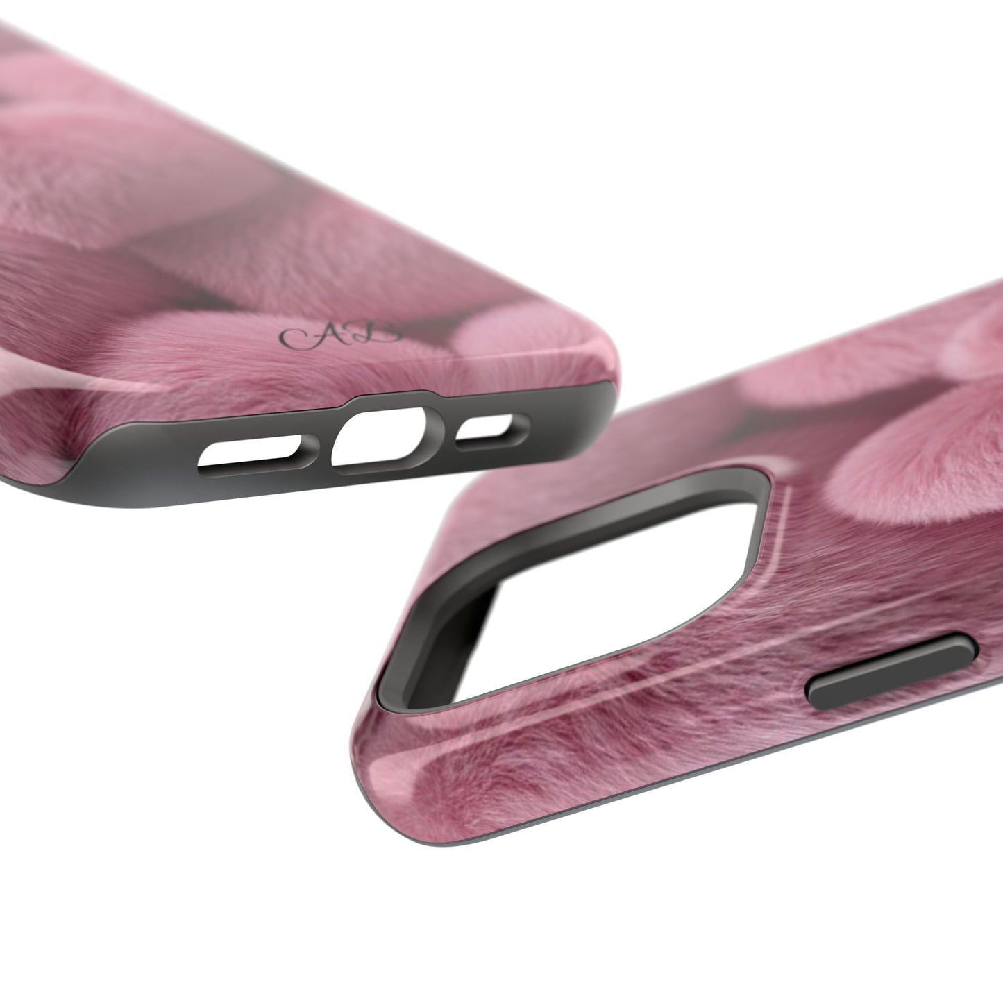 Pink Fuzzy Heart Phone Case — Magnetic Impact-Resistant