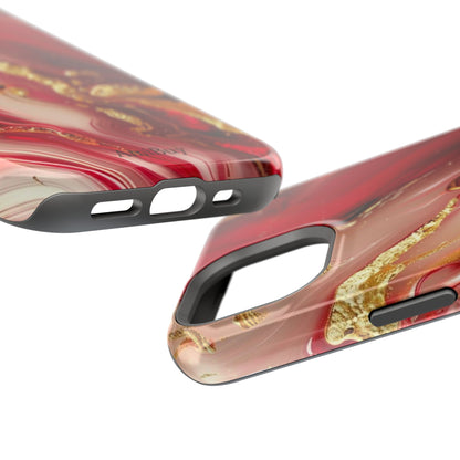 Red Marble & Gold Phone Case — Magnetic Impact-Resistant Protective Cover
