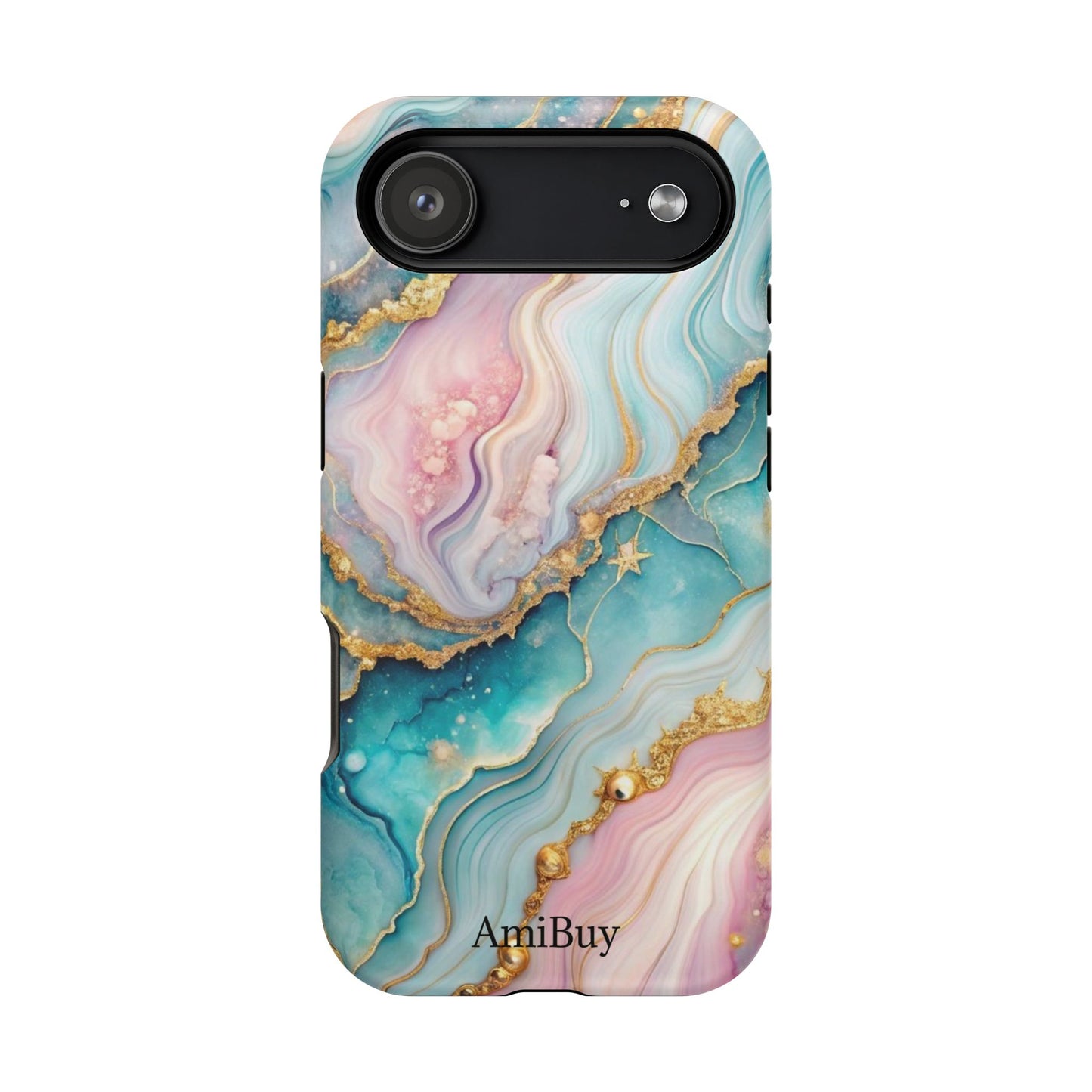 Marbled Aqua & Rose Gold Magnetic Impact Phone Case