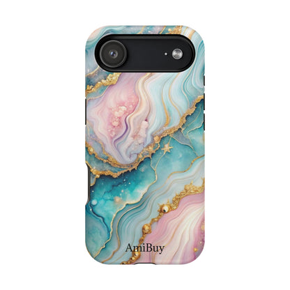 Marbled Aqua & Rose Gold Magnetic Impact Phone Case