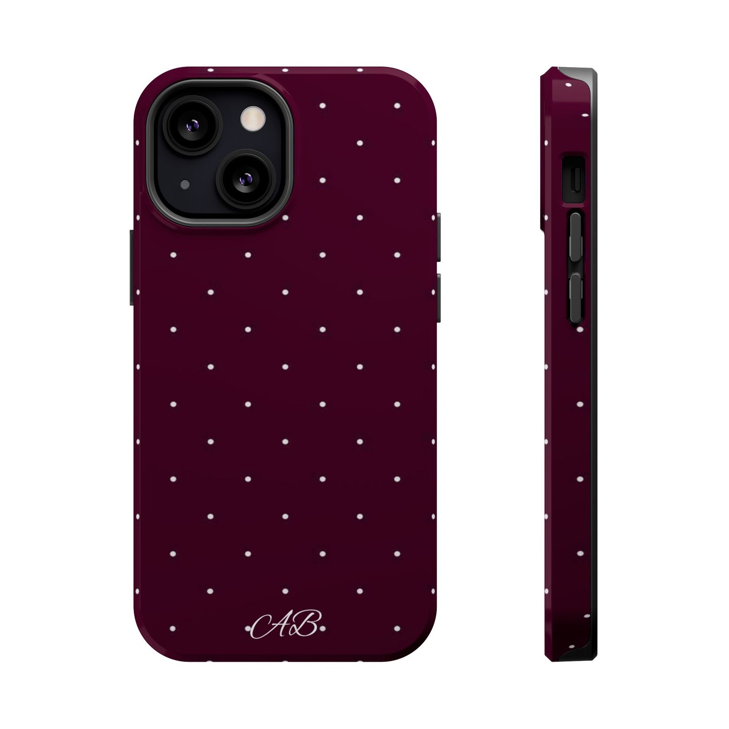 Magnetic Impact-Resistant Phone Case — Burgundy Microdot Protective Cover