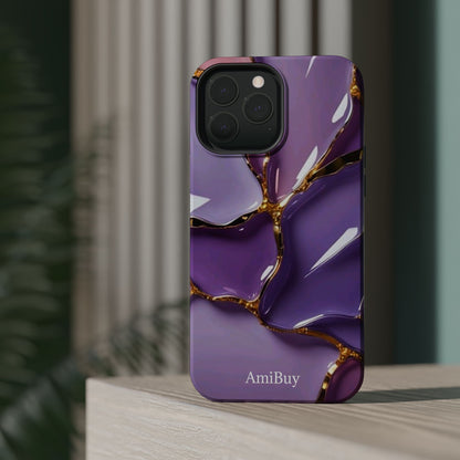 Purple Gold Marble Magnetic Impact-Resistant Phone Case