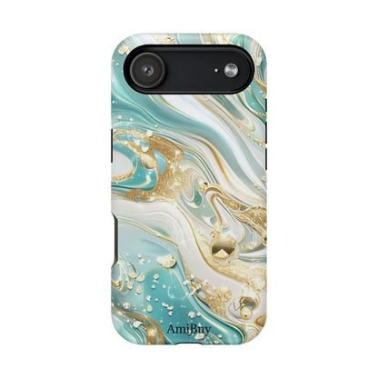 Marbled Teal & Gold Magnetic Impact-Resistant Phone Case