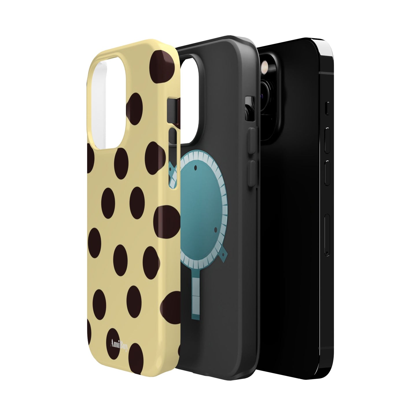 Polka Dot Magnetic Impact Phone Case — Yellow & Black Protective Cover