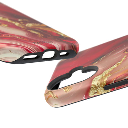 Red Marble & Gold Phone Case — Magnetic Impact-Resistant Protective Cover