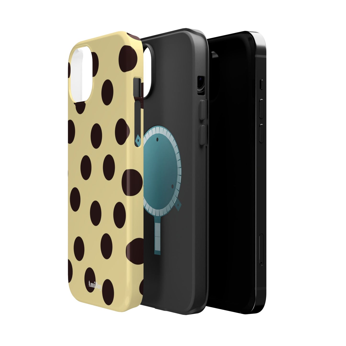 Polka Dot Magnetic Impact Phone Case — Yellow & Black Protective Cover