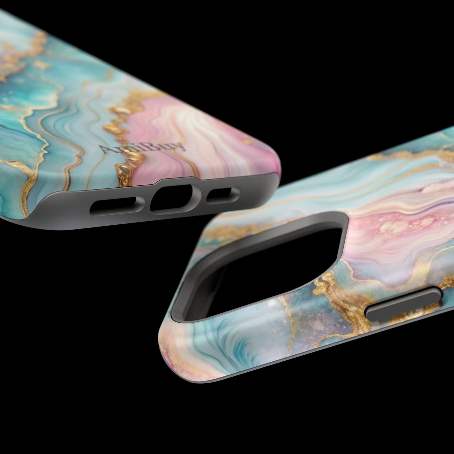 Marbled Aqua & Rose Gold Magnetic Impact Phone Case