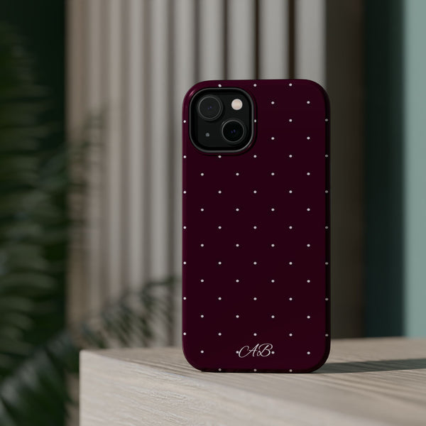 Magnetic Impact-Resistant Phone Case — Burgundy Microdot Protective Cover