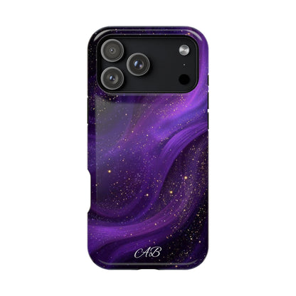 Purple Galaxy Magnetic Impact Phone Case — Shockproof Cosmic Swirl Design