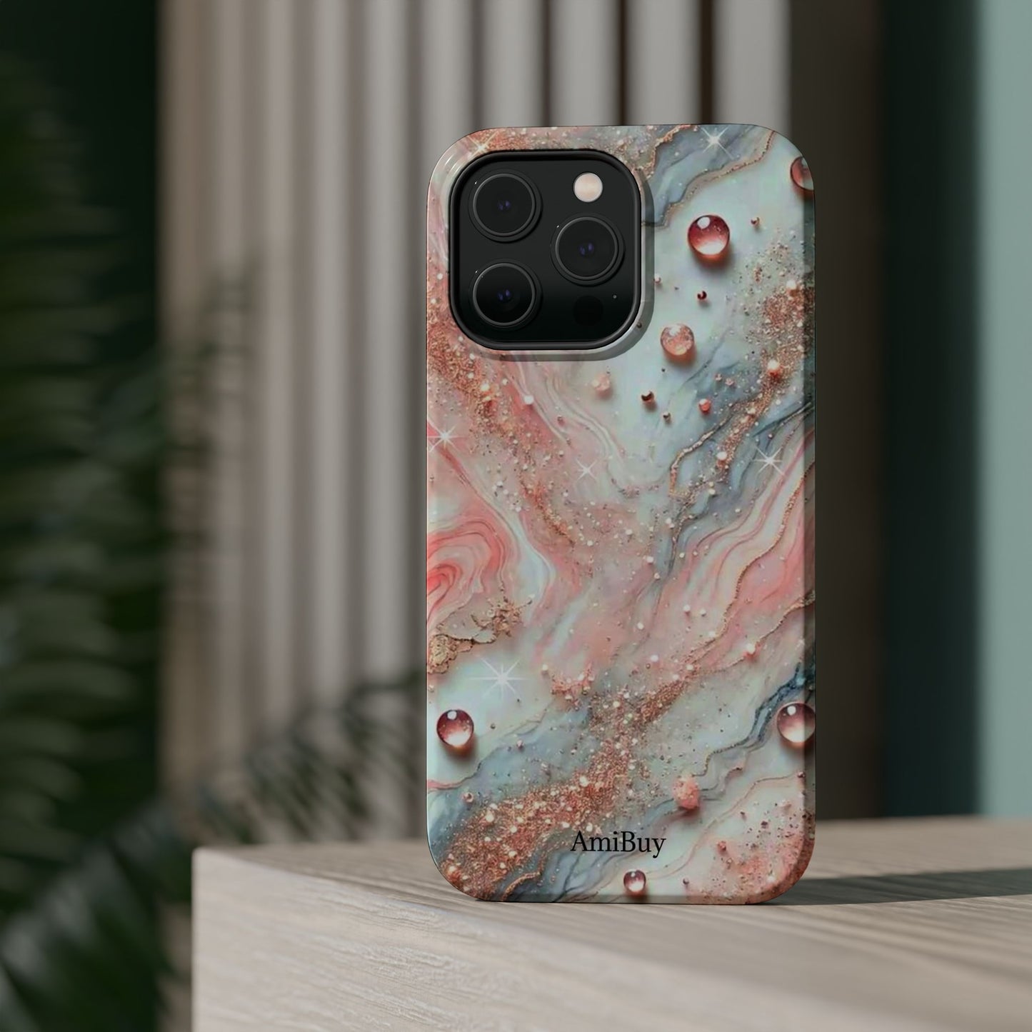 Marble Rose Phone Case — Magnetic Impact-Resistant iPhone Cover