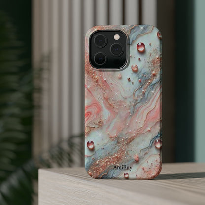 Marble Rose Phone Case — Magnetic Impact-Resistant iPhone Cover