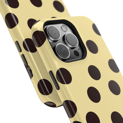 Polka Dot Magnetic Impact Phone Case — Yellow & Black Protective Cover