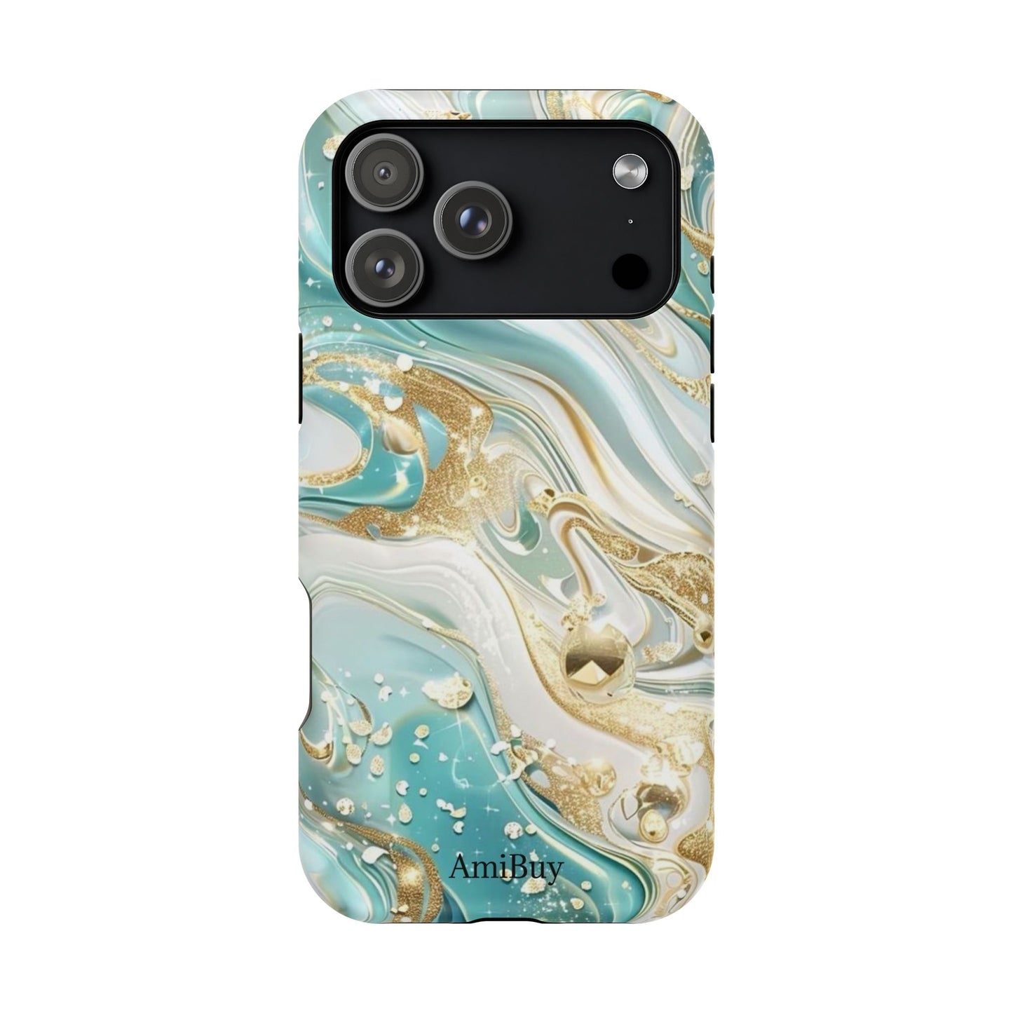 Marbled Teal & Gold Magnetic Impact-Resistant Phone Case