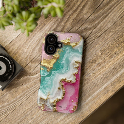 Marbled Pink & Teal Geode Magnetic Impact Phone Case