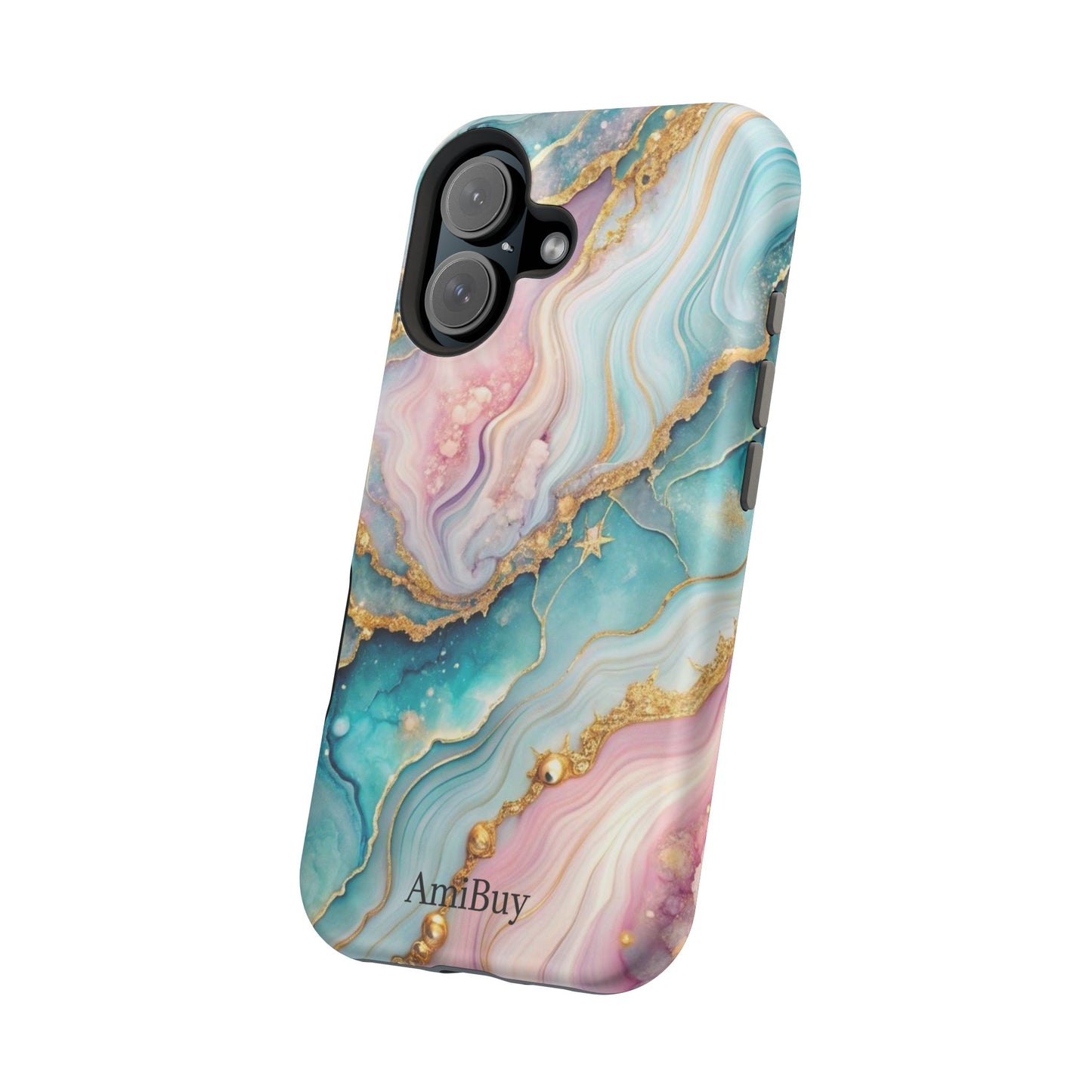 Marbled Aqua & Rose Gold Magnetic Impact Phone Case