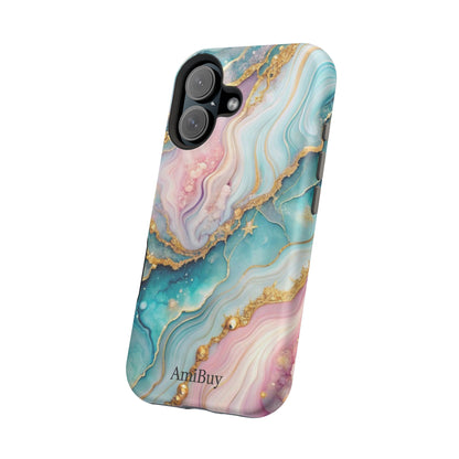 Marbled Aqua & Rose Gold Magnetic Impact Phone Case
