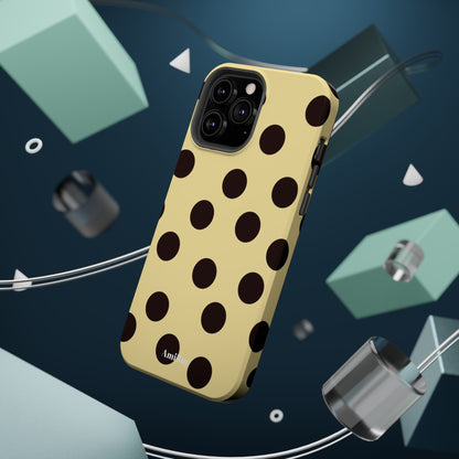 Polka Dot Magnetic Impact Phone Case — Yellow & Black Protective Cover