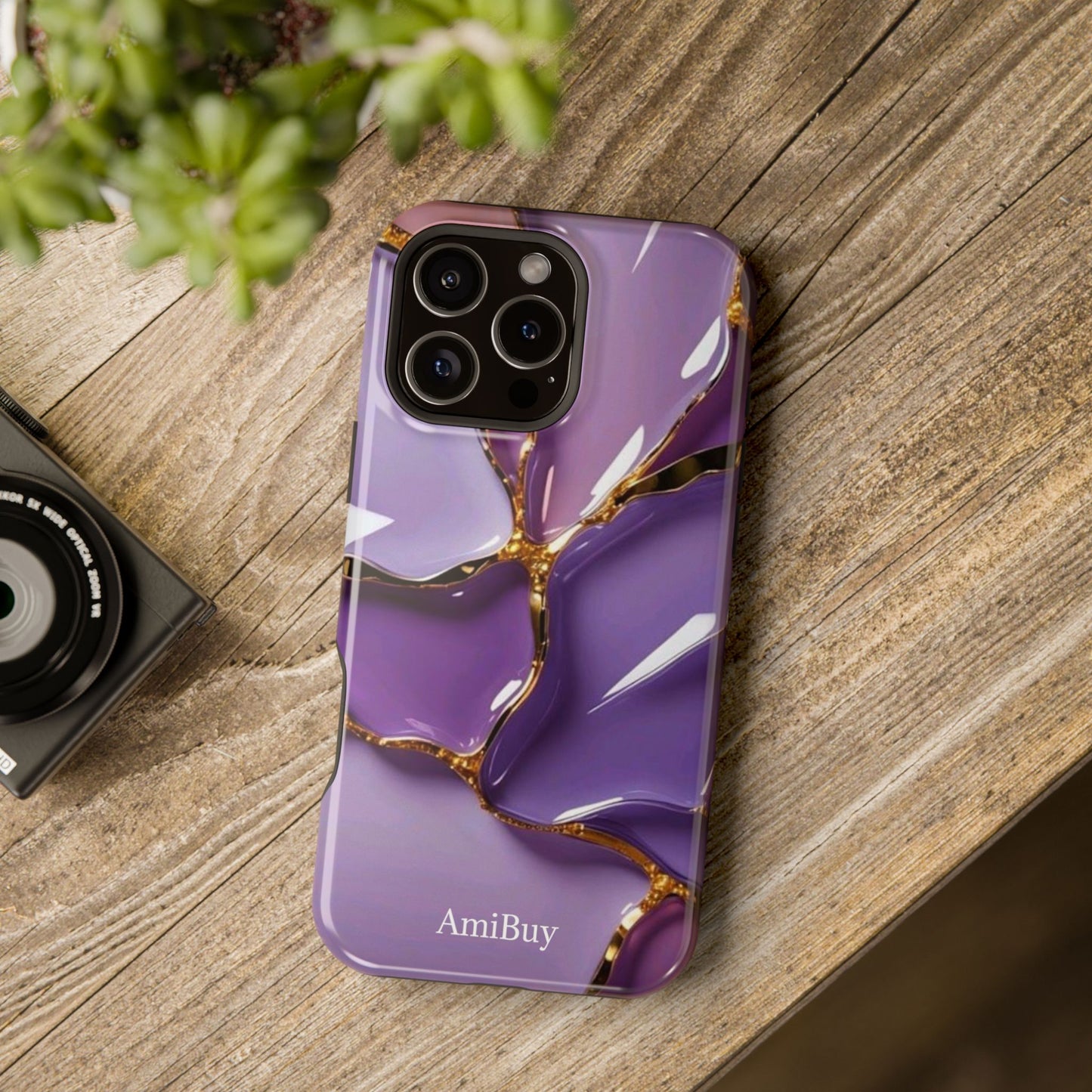 Purple Gold Marble Magnetic Impact-Resistant Phone Case