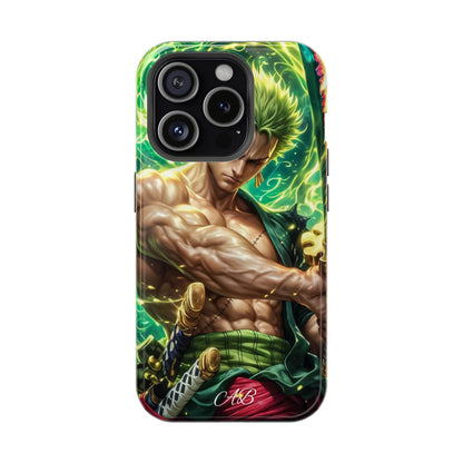 Magnetic Impact-Resistant Phone Case — Green-Sword Warrior Anime Art