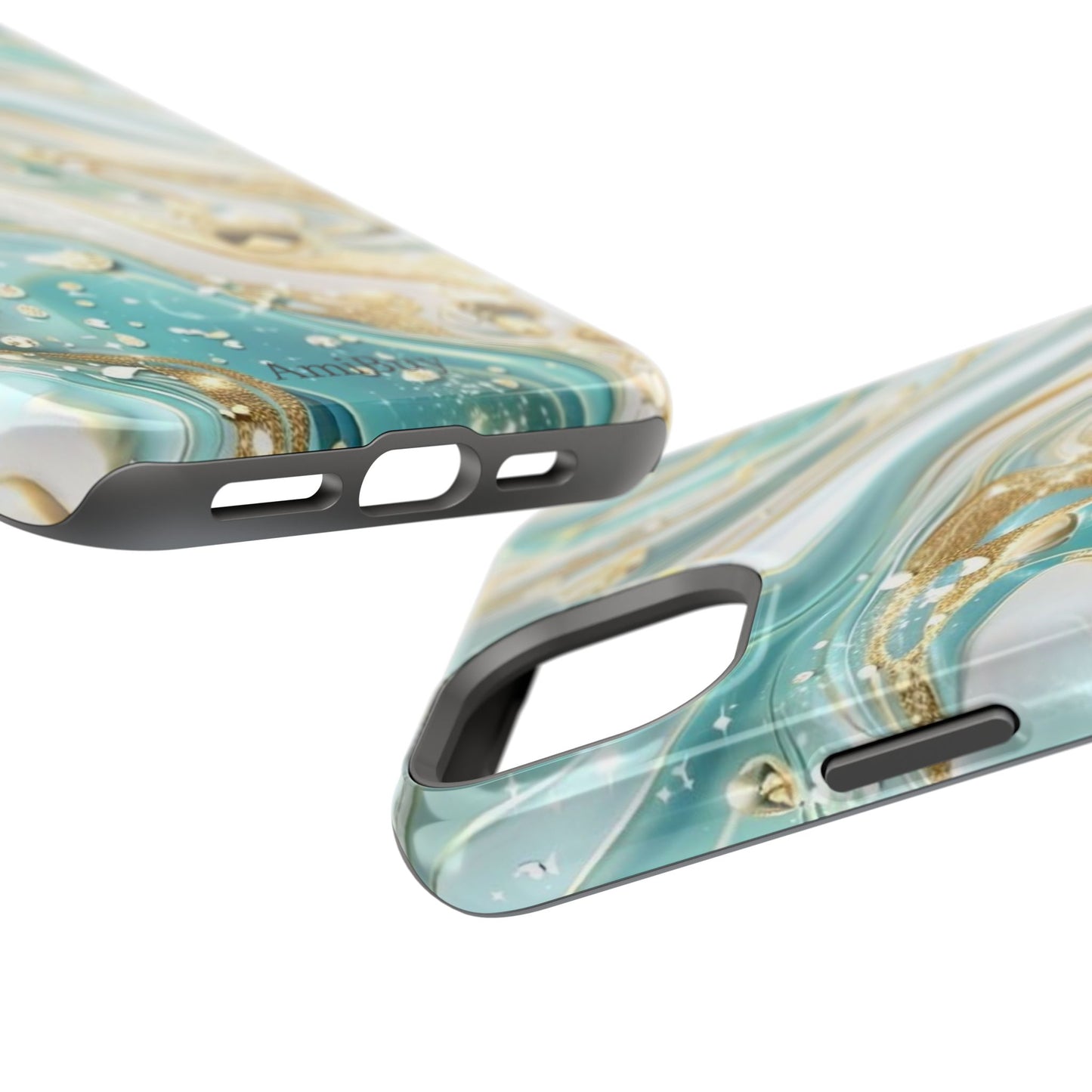 Marbled Teal & Gold Magnetic Impact-Resistant Phone Case