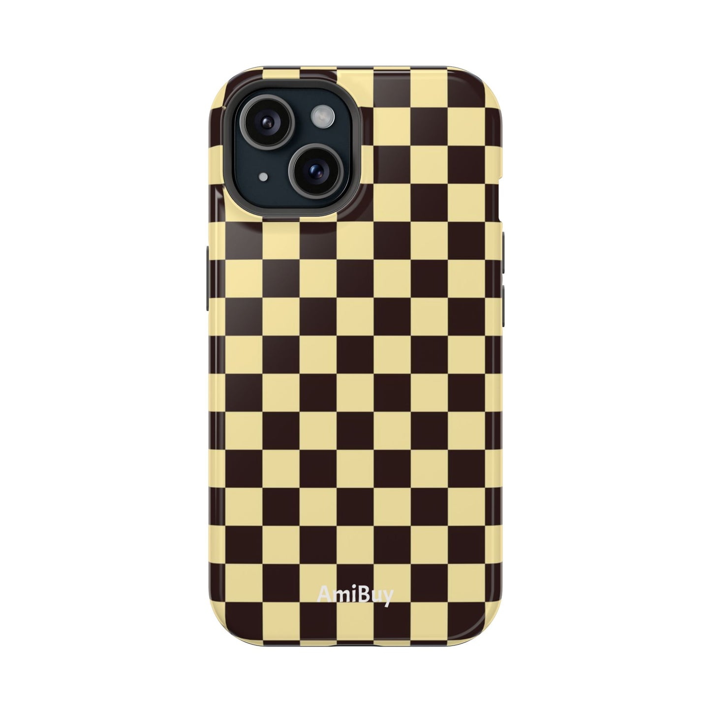 Checkerboard Magnetic Impact Case — Retro Black & Cream Phone Cover