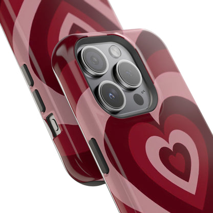 Magnetic Impact-Resistant Phone Case — Retro Layered Heart Design