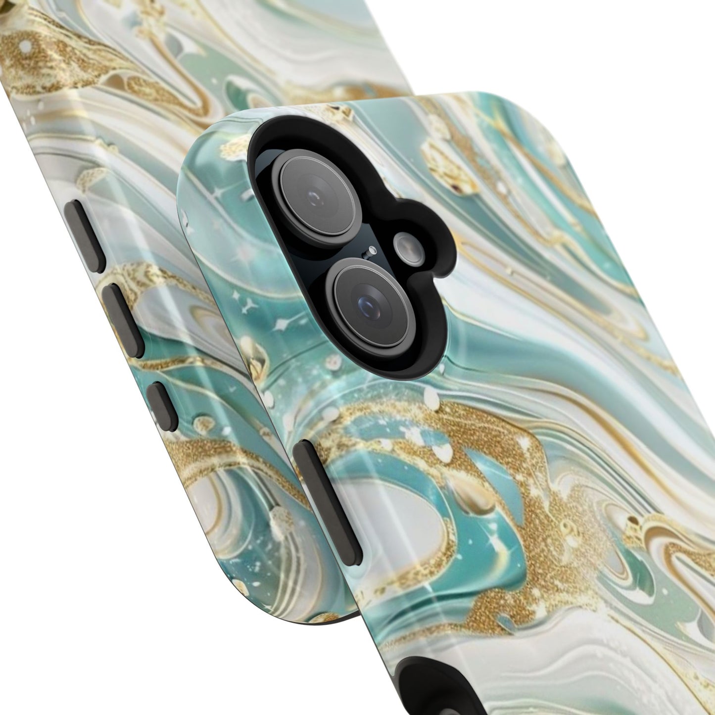 Marbled Teal & Gold Magnetic Impact-Resistant Phone Case