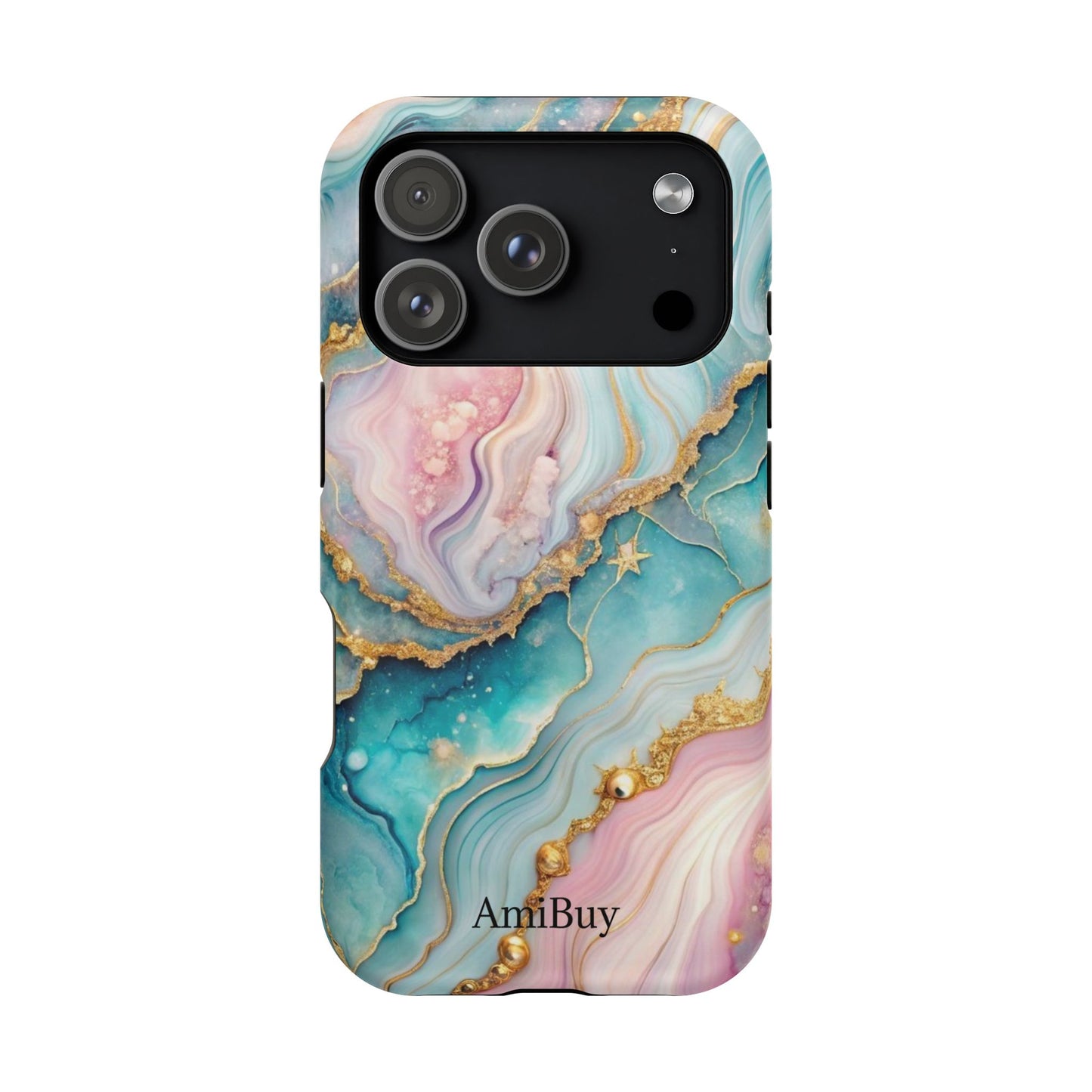 Marbled Aqua & Rose Gold Magnetic Impact Phone Case