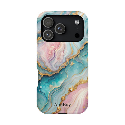 Marbled Aqua & Rose Gold Magnetic Impact Phone Case