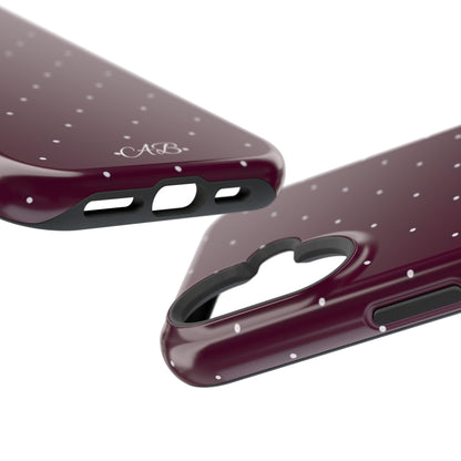 Magnetic Impact-Resistant Phone Case — Burgundy Microdot Protective Cover