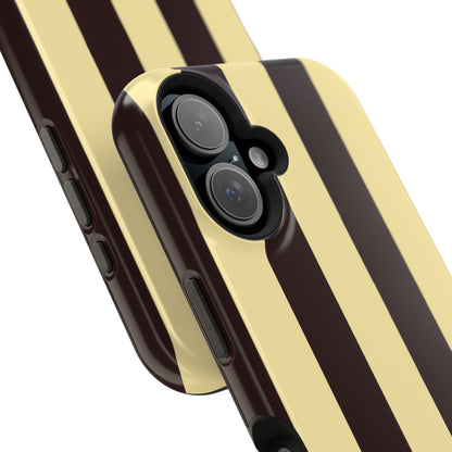 Striped Magnetic Impact-Resistant Phone Case — Brown & Cream Vertical Stripes
