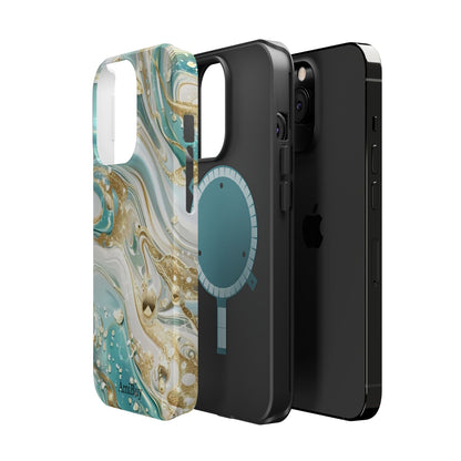 Marbled Teal & Gold Magnetic Impact-Resistant Phone Case
