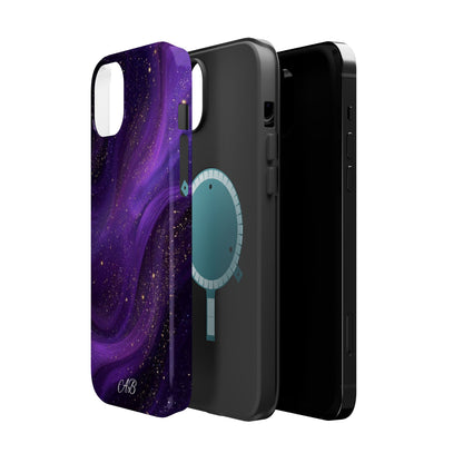 Purple Galaxy Magnetic Impact Phone Case — Shockproof Cosmic Swirl Design