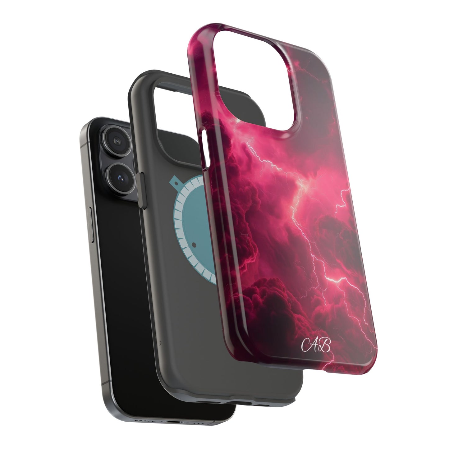 Magenta Lightning Phone Case — Magnetic Impact-Resistant iPhone Cover