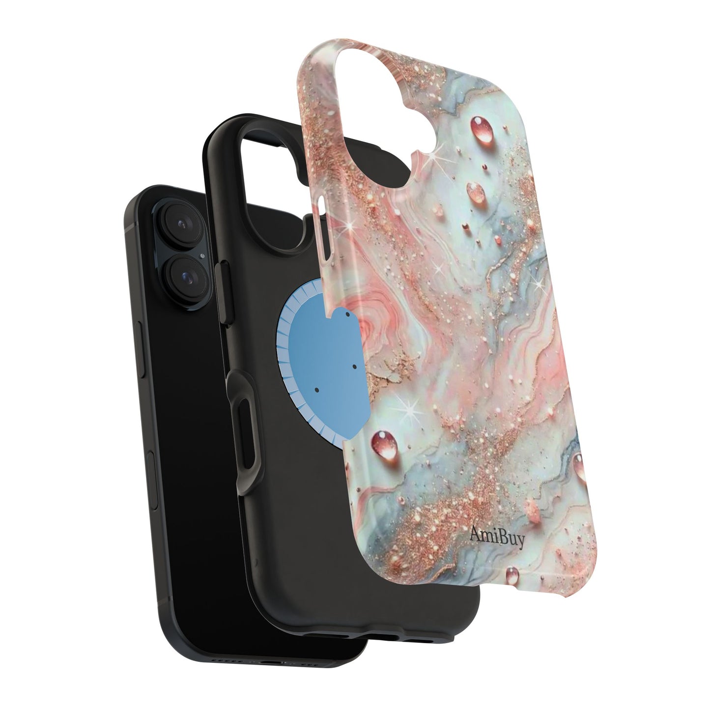 Marble Rose Phone Case — Magnetic Impact-Resistant iPhone Cover