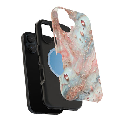 Marble Rose Phone Case — Magnetic Impact-Resistant iPhone Cover