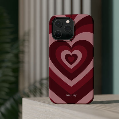 Magnetic Impact-Resistant Phone Case — Retro Layered Heart Design