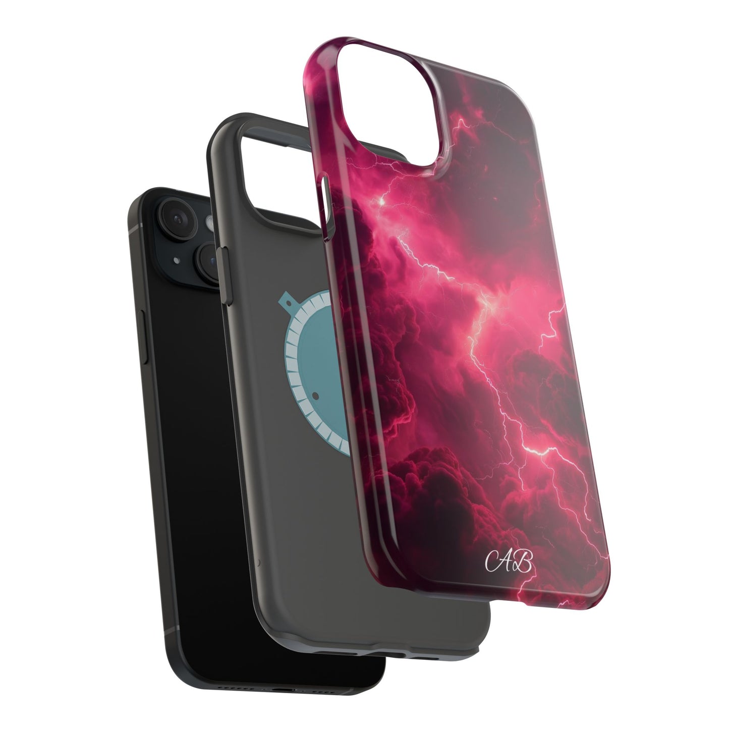 Magenta Lightning Phone Case — Magnetic Impact-Resistant iPhone Cover