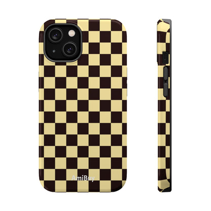 Checkerboard Magnetic Impact Case — Retro Black & Cream Phone Cover