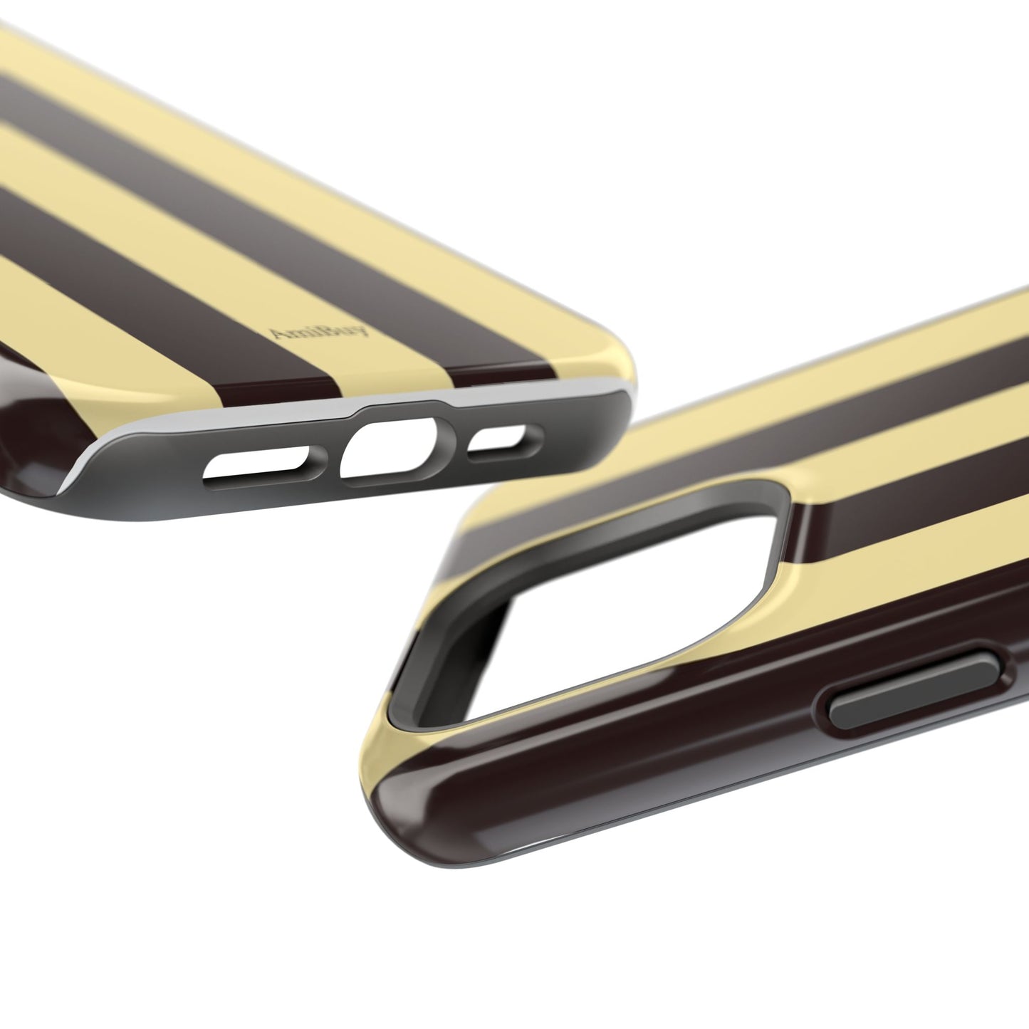 Striped Magnetic Impact-Resistant Phone Case — Brown & Cream Vertical Stripes