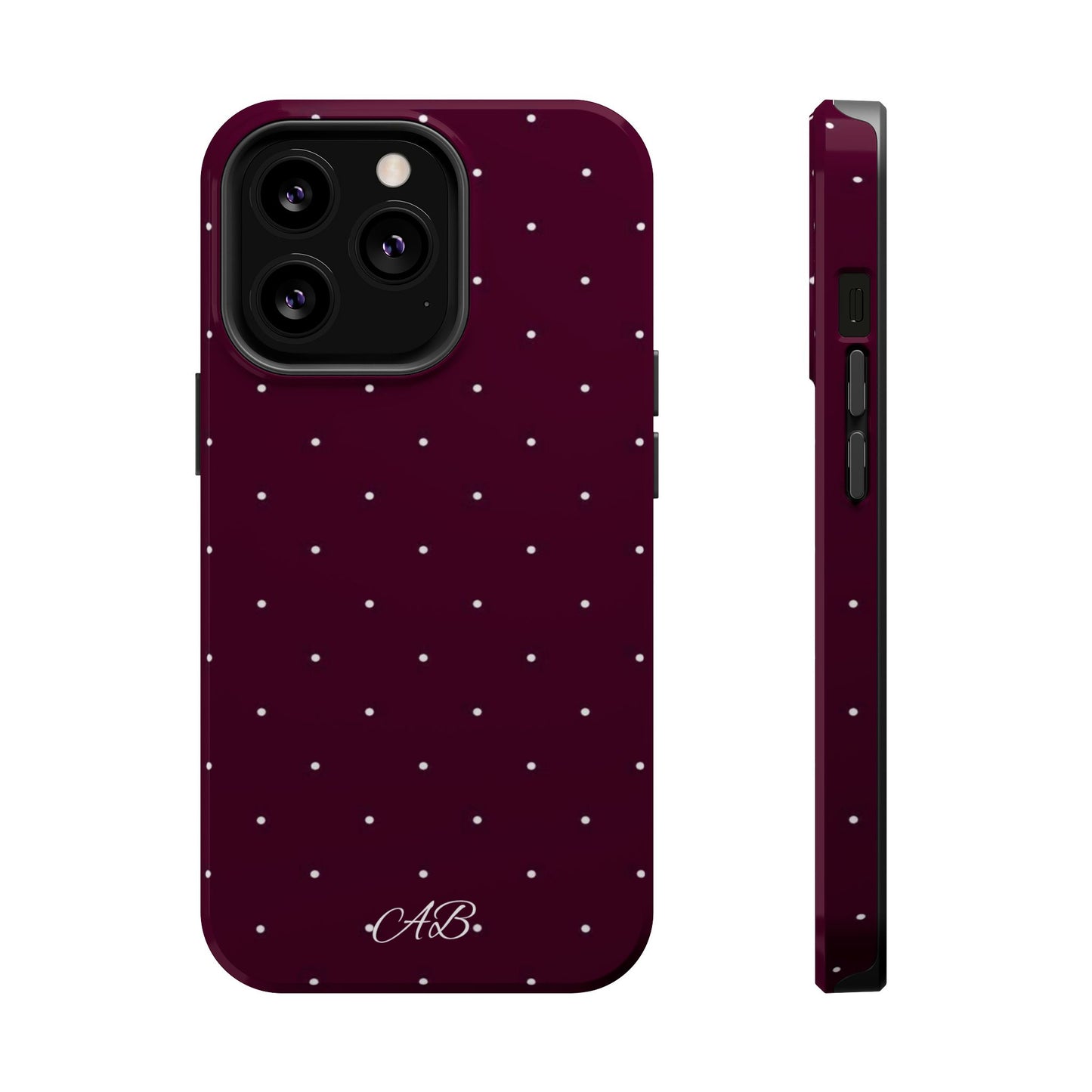 Magnetic Impact-Resistant Phone Case — Burgundy Microdot Protective Cover