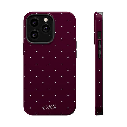 Magnetic Impact-Resistant Phone Case — Burgundy Microdot Protective Cover