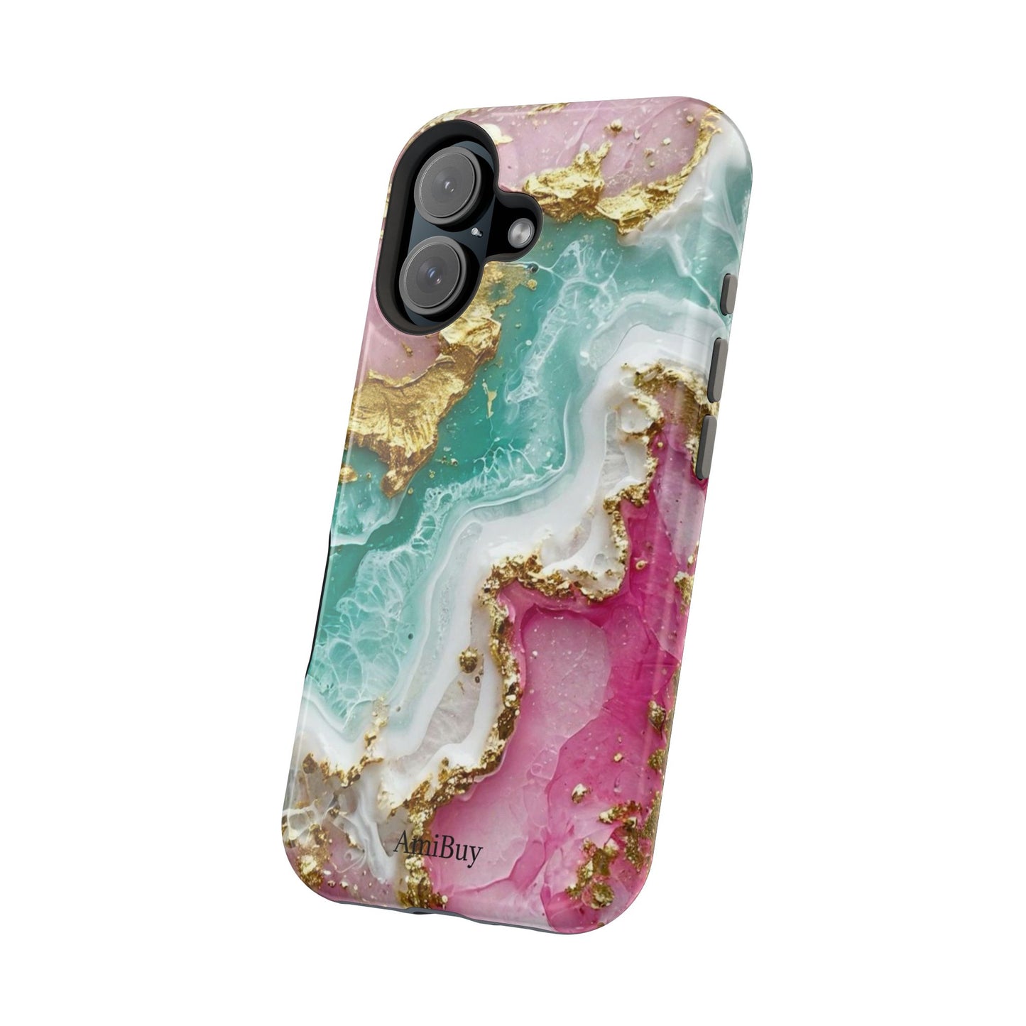 Marbled Pink & Teal Geode Magnetic Impact Phone Case