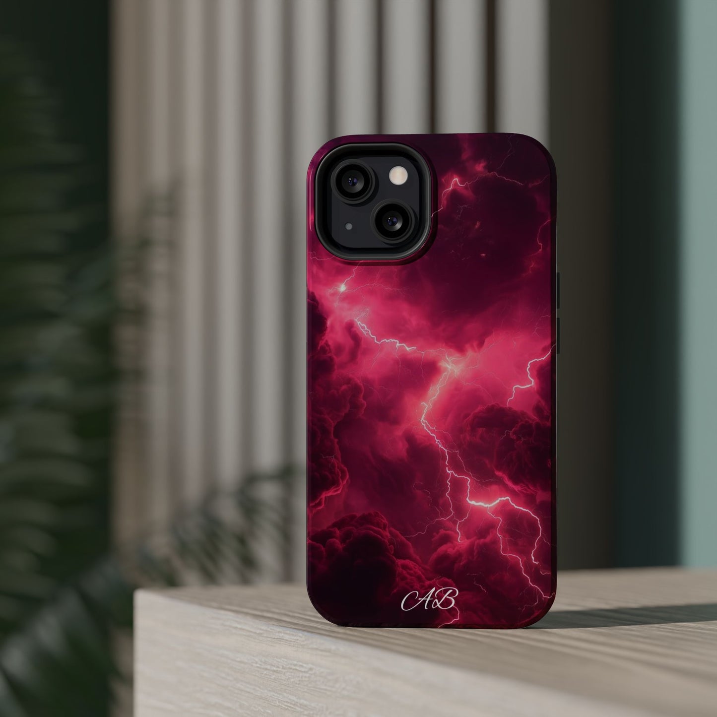 Magenta Lightning Phone Case — Magnetic Impact-Resistant iPhone Cover