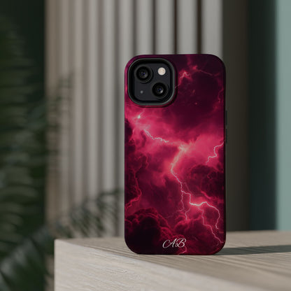 Magenta Lightning Phone Case — Magnetic Impact-Resistant iPhone Cover