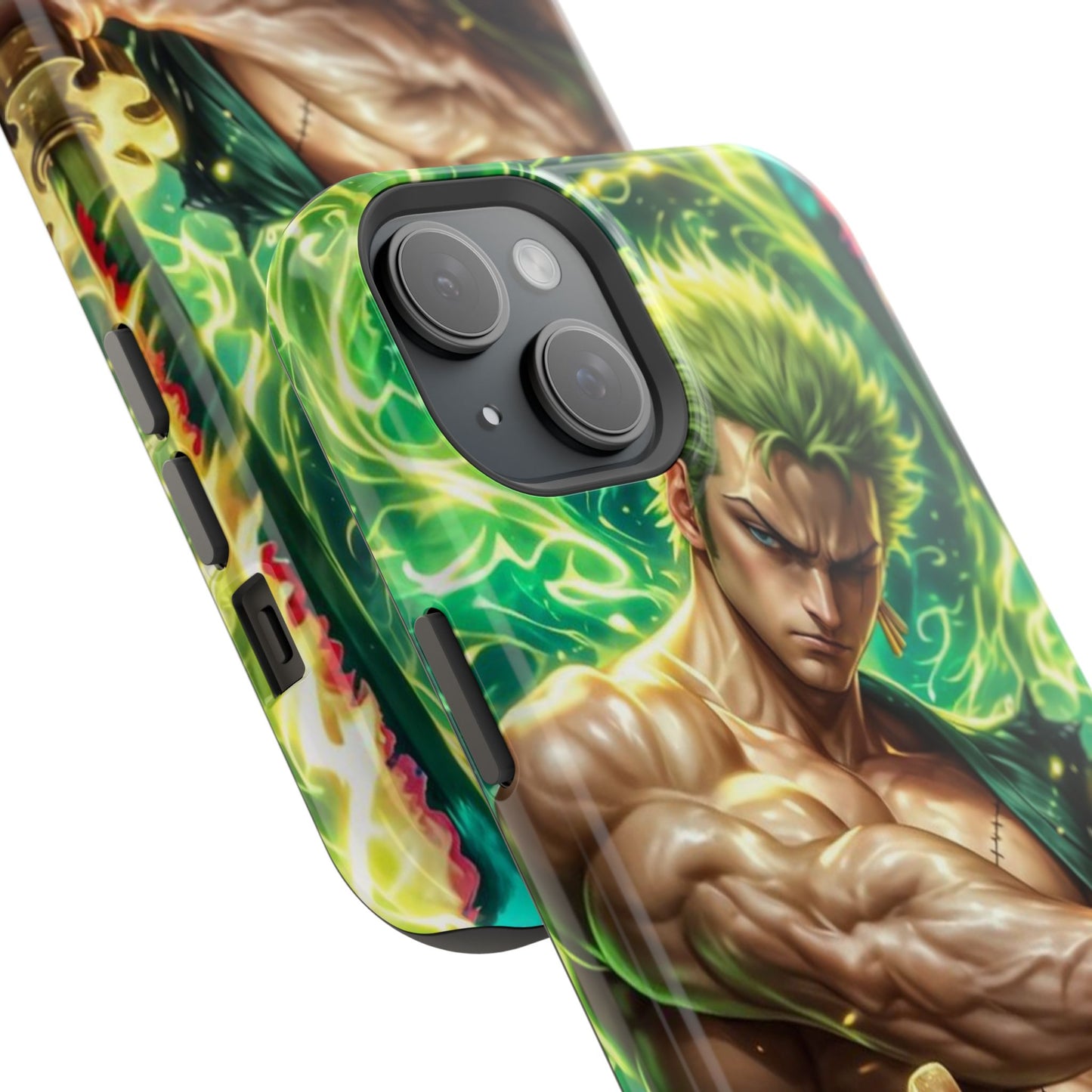 Magnetic Impact-Resistant Phone Case — Green-Sword Warrior Anime Art