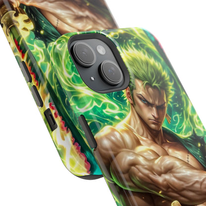 Magnetic Impact-Resistant Phone Case — Green-Sword Warrior Anime Art